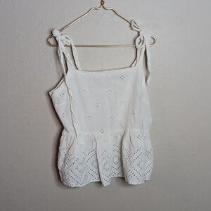 Madewell Rosalie Tie-Strap Top in Geo Eyelet Size XL